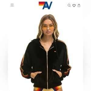 AVIATOR NATION - Unisex Black velvet zip hoodie size L